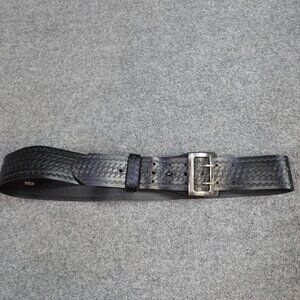 Task Force Belt XL / 44 Black Leather Full Grain Tooled USA Made 1 1/3" Width